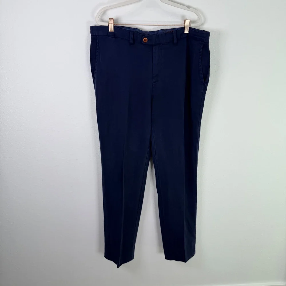 Tommy Bahama 36 (Actual 38x32) Blue Lyocell Linen Blend Flat Front Chino Pants